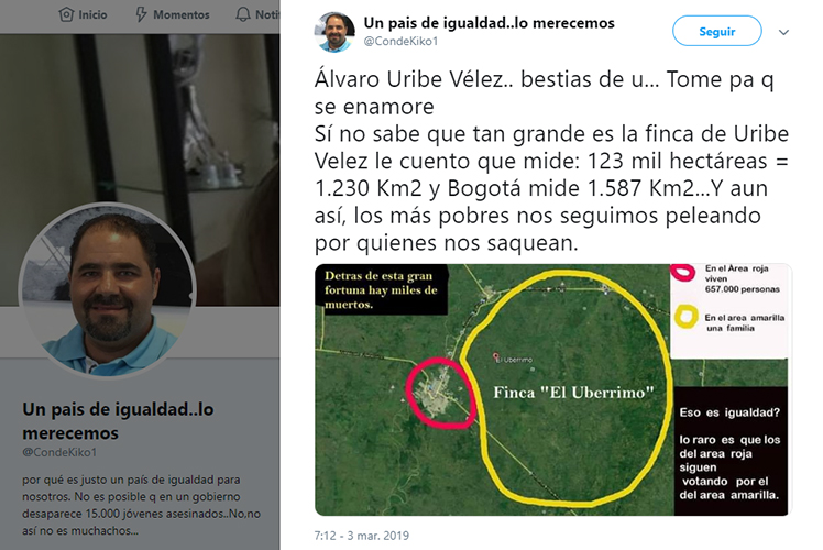 Tuit y mapa falsos sobre la extensión de El Ubérrimo