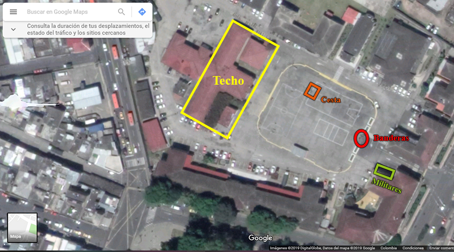 Plano satelital del Batallón Boyacá en Google Maps con las señas