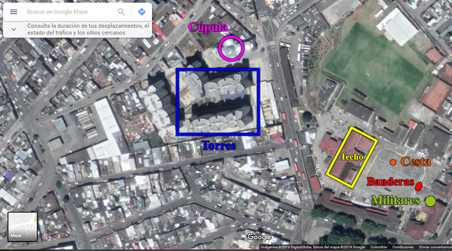 Plano más amplio del batallón en Google Maps con las señas