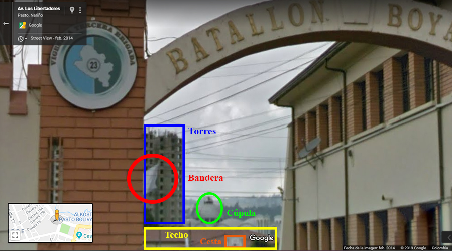 Captura de pantalla de Google Street View con las señas