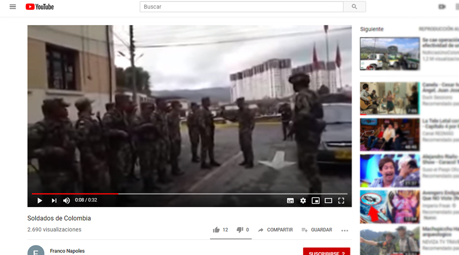 Captura de pantalla del video en YouTube