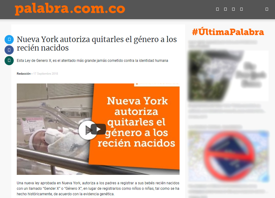 Captura de pantalla de la nota original del portal que publicó el video