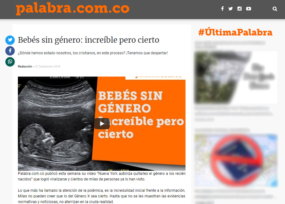 Captura de pantalla de la segunda nota del portal sobre el video