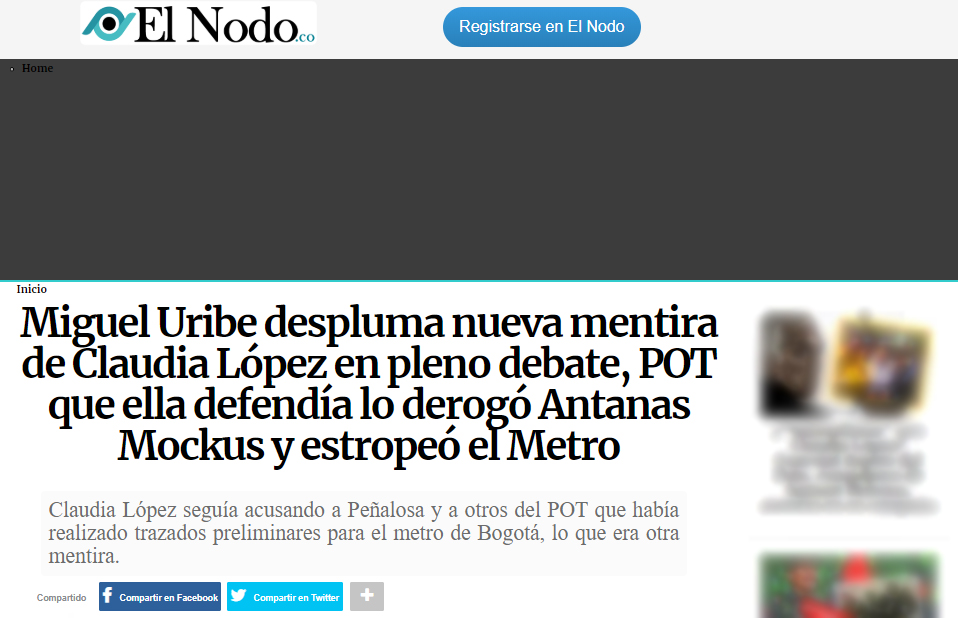 Captura de pantalla de la nota de El Nodo