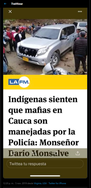 Captura de pantalla publicada en Twitter de la nota original en La F.M.