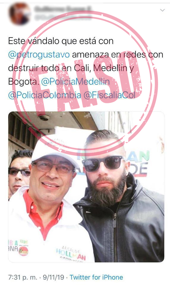 Tuit que acusa falsamente a Levy Rincón de ser un vándalo