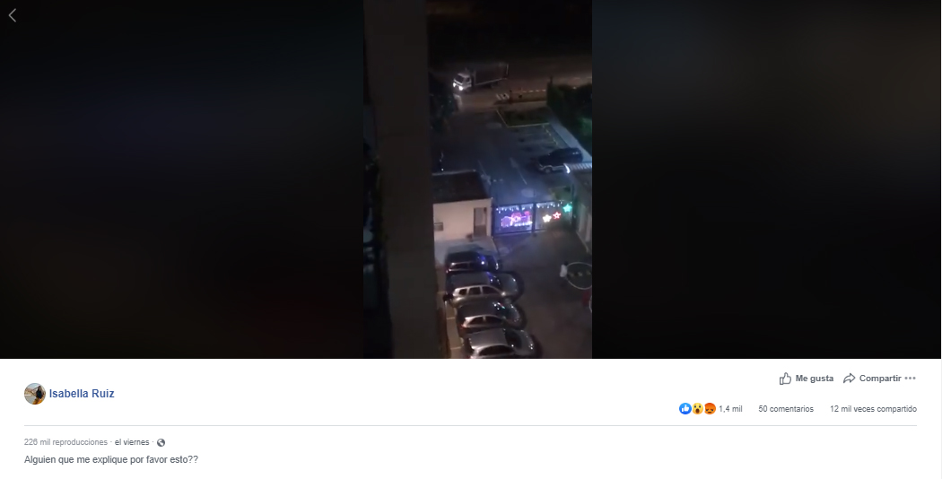 Captura de pantalla de Facebook donde se viralizó el video del camión