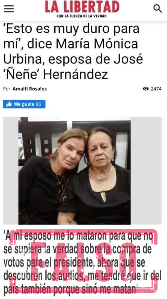 Supuestas declaraciones de María Mónica Urbina que circulan en redes