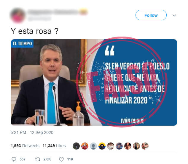 Trino con el supuesto anuncio de renuncia del presidente Duque