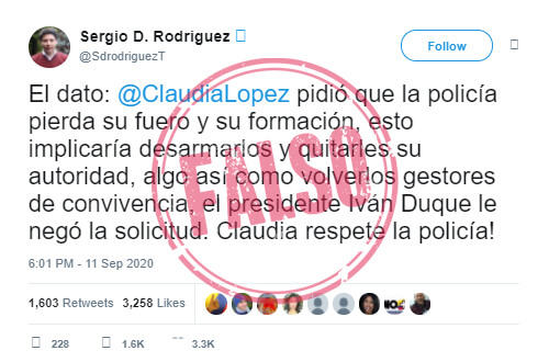 Trino de Sergio Rodríguez sobre desmilitarización de la Policía