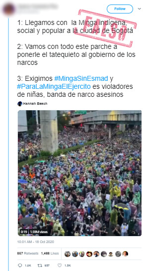 Trino con video de marchas en Tailandia como si fuera minga en Bogotá