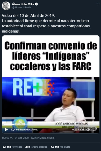 Trino de Álvaro Uribe con entrevista de Juan Lozano a José Vitonas