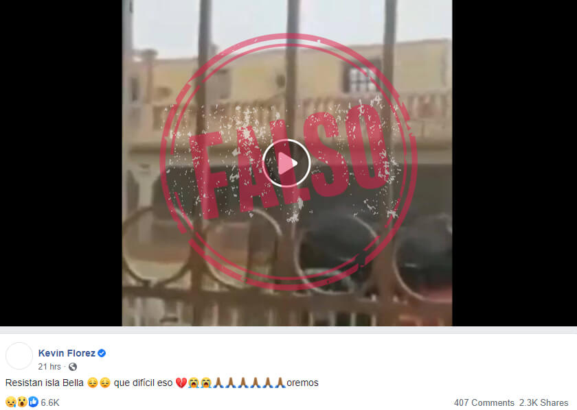 Publicación de Kevin Flórez con el video
