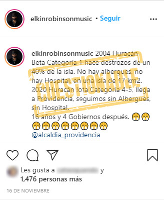 Publicación en Instagram sobre la historia del hospital de Providencia
