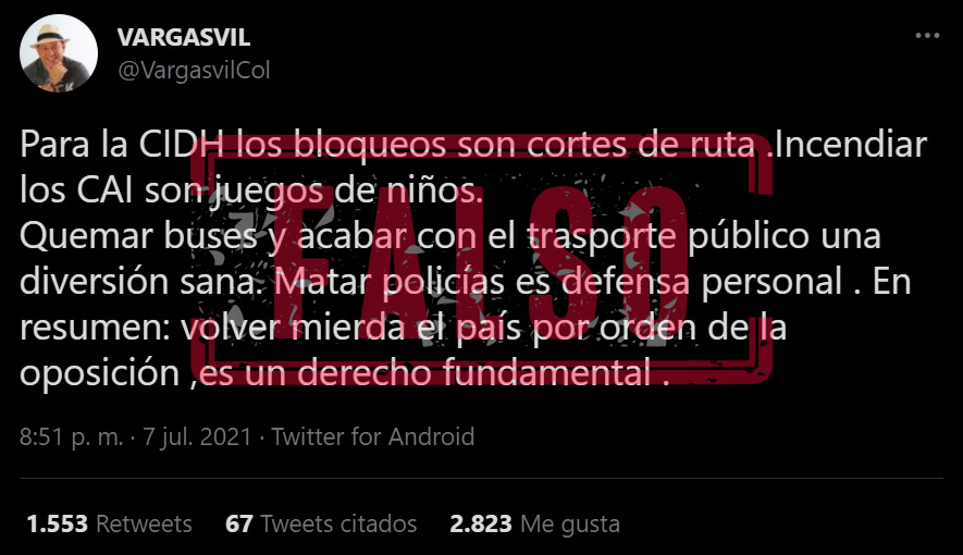 Trino de Vargasvil con falsedades sobre la CIDH