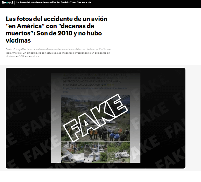 Pantallazo del chequeo de Newtral, portal de verificación español