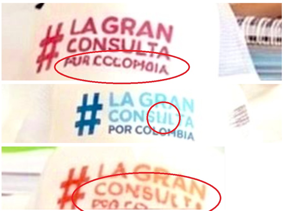 Detalle de las cachuchas con los textos anormales en la imagen