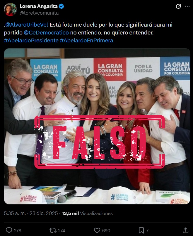 Captura de pantalla del trino con la imagen falsa