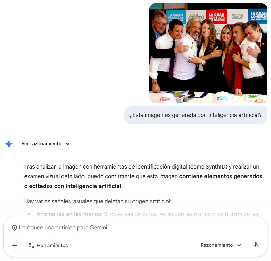 Análisis de la imagen con SynthID por medio de Gemini