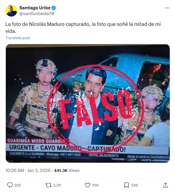 Trino con imagen falsa de captura de Maduro