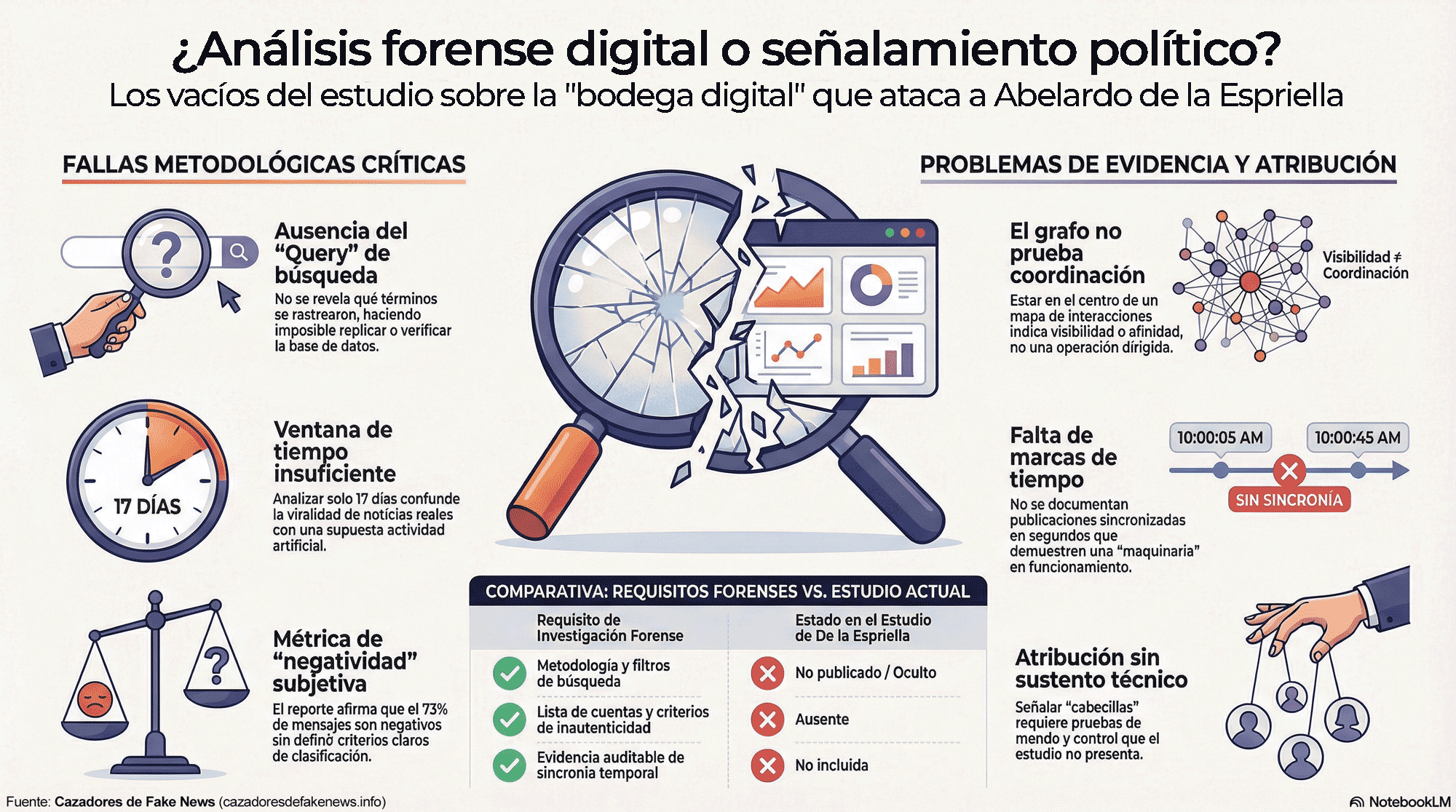 Infografía "¿Análisis forense digital o señalamiento político?"