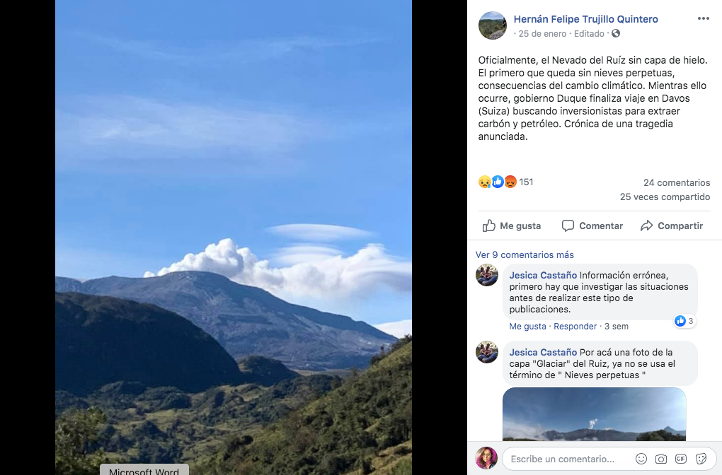 Captura de pantalla Facebook
