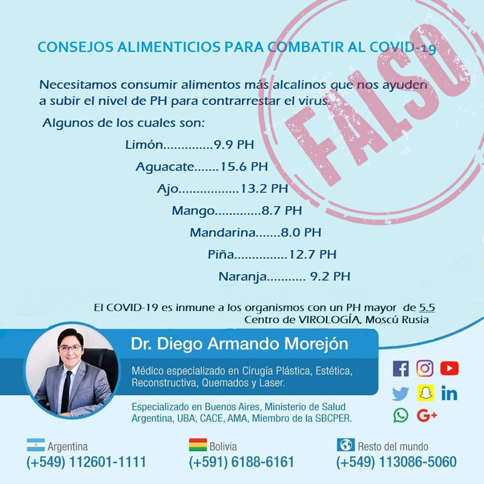 Desinformación en Facebook por parte de un médico
