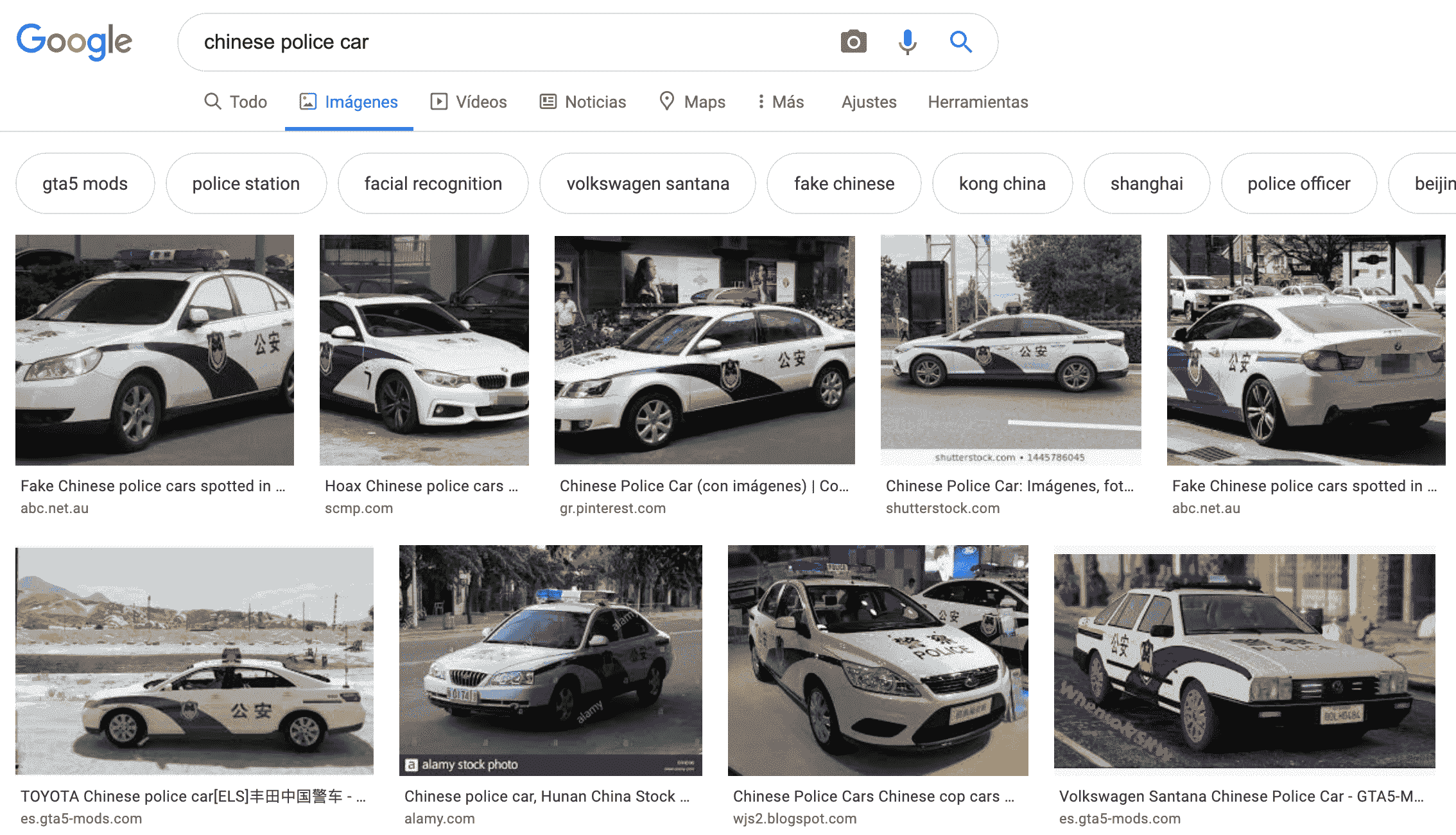 Carros de la policía de China - Google