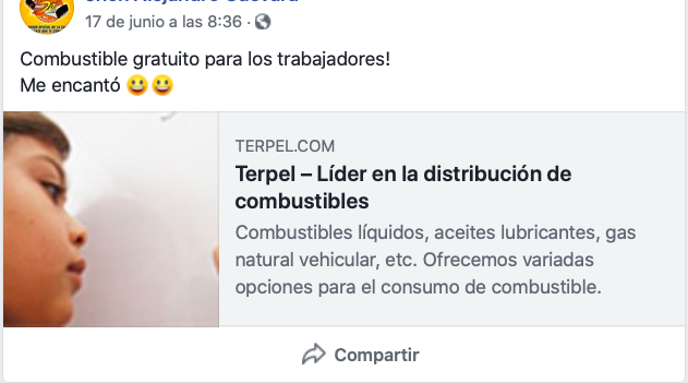 Captura de pantalla Facebook