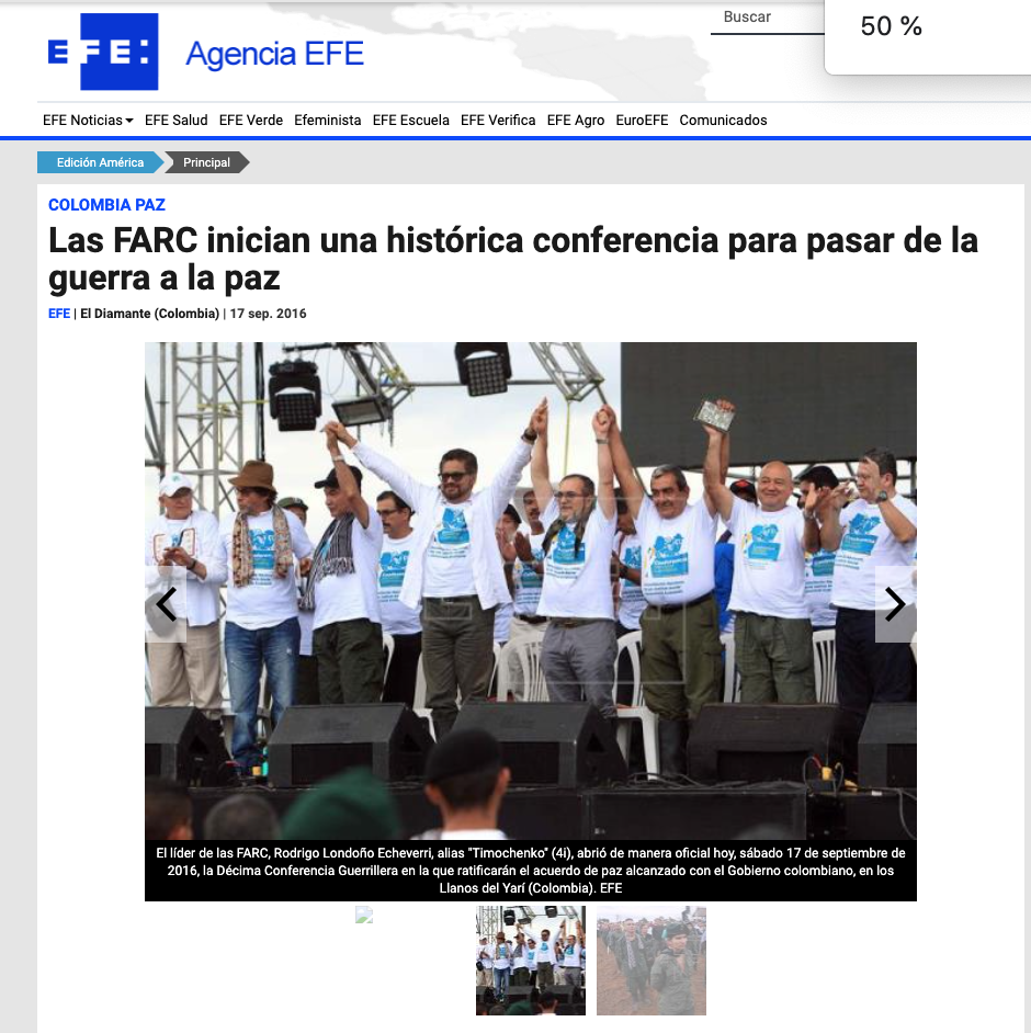 Nota de EFE sobre la Décima Conferencia de las Farc 