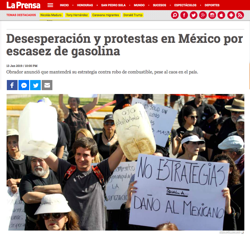 Captura de pantalla del portal del diario La prensa de Honduras.