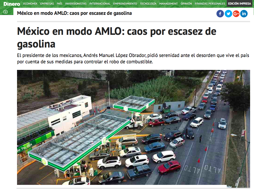 Captura de pantalla del portal del medio Dinero