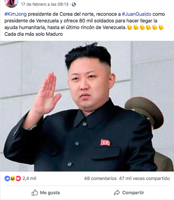 Captura de pantalla desinformación