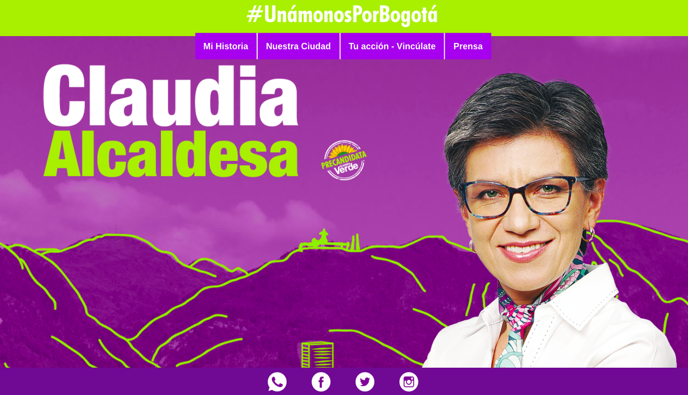 Captura página web Claudia López