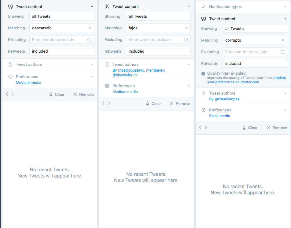 Captura de pantalla TweetDeck