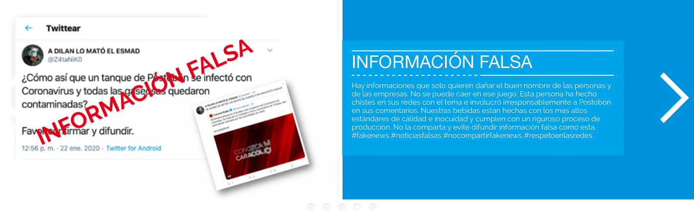 Captura de pantalla comunicado de Postobón