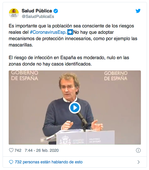Captura de pantalla trino Ministerio de Salud Pública