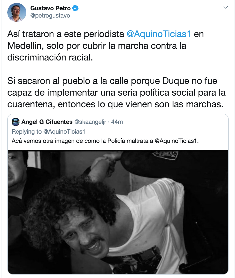 Trino que retuiteó Petro 