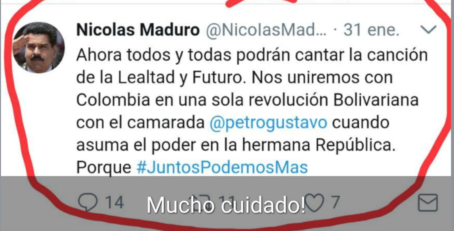 Pantallazo de falso trino de Maduro 2