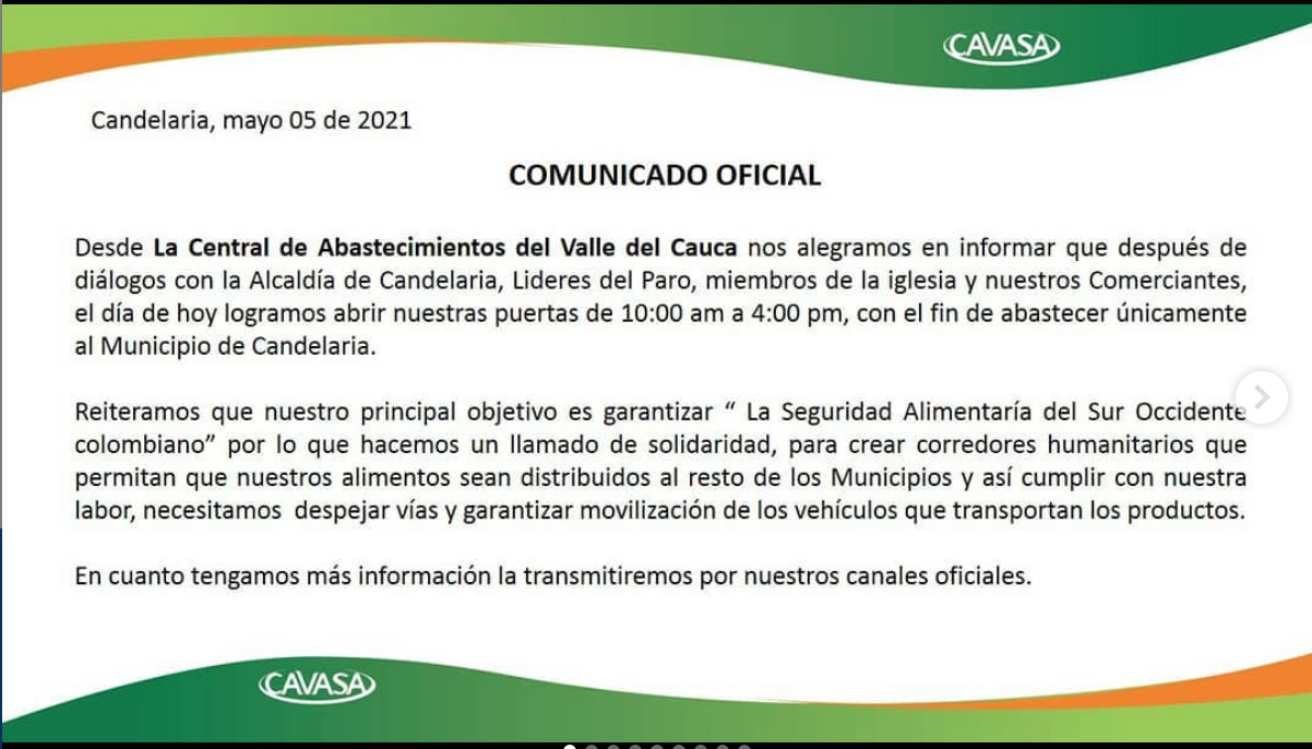 comunicado de cavasa