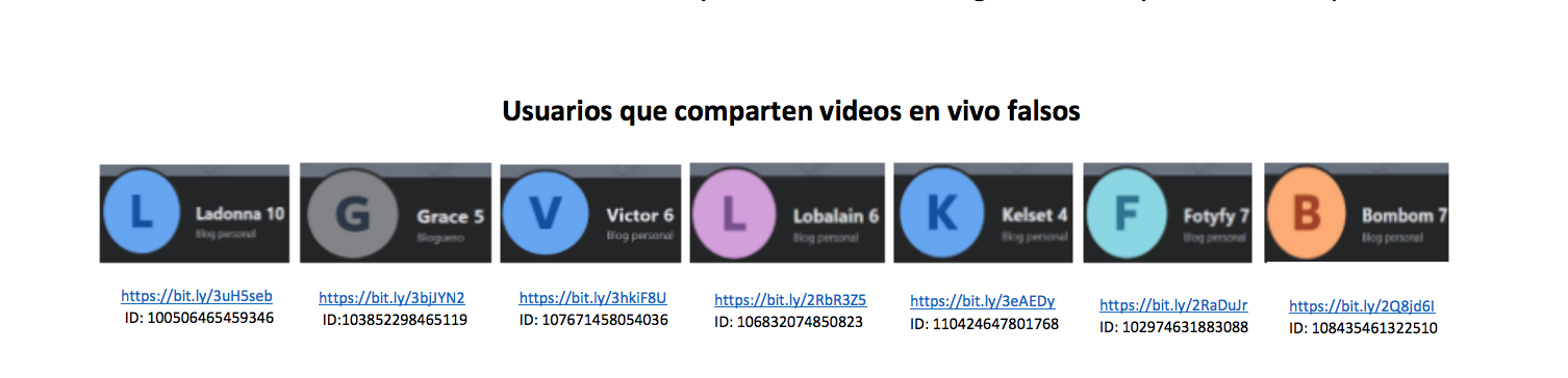 cuentas que publican falsos directos