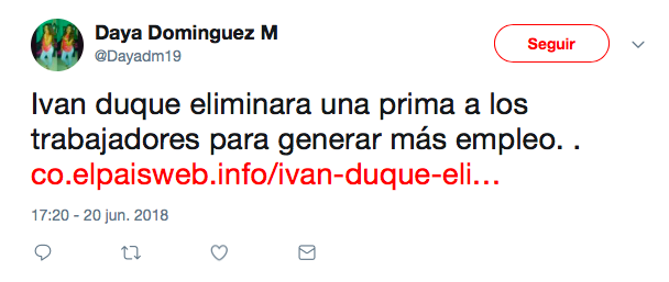 Tuit sobre supuesta propuesta de Duque de eliminar una prima