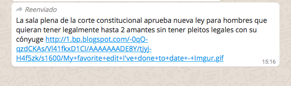 Cadena falsa de WhatsApp sobre infidelidad legal