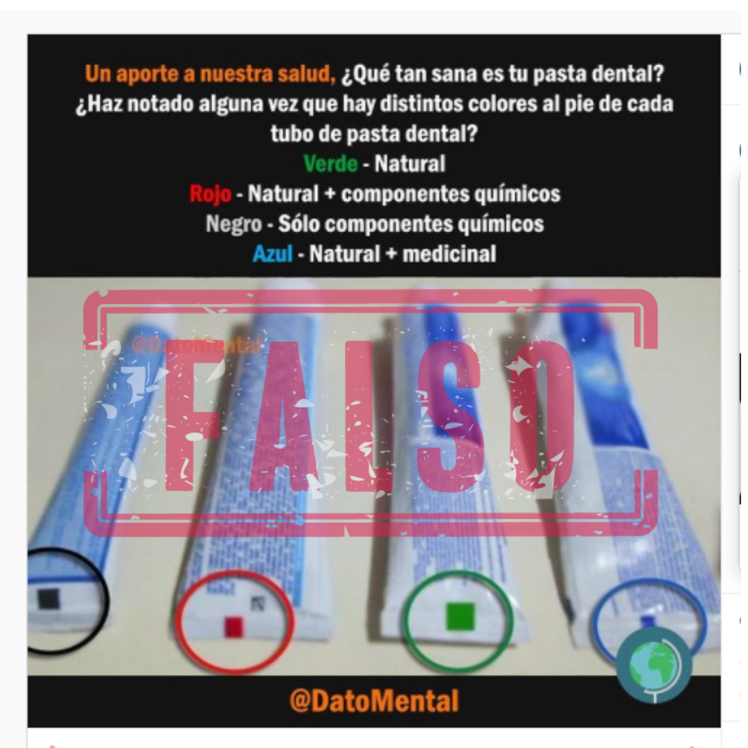 Desinformación marcas en tubos de crema dental 