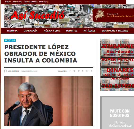 Noticia falsa sobre insulto de AMLO a Colombia