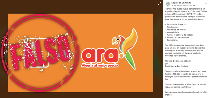 Oferta falsa de Ara