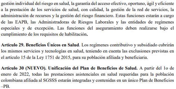 artículos 28, 29 y 30