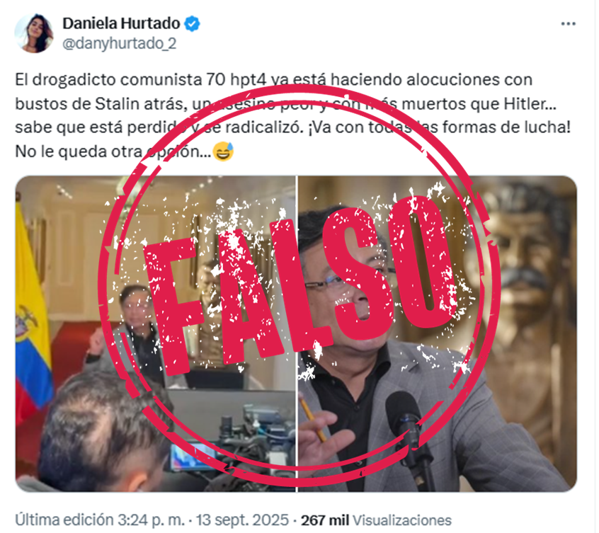 Busto de stalin en alocución de Petro