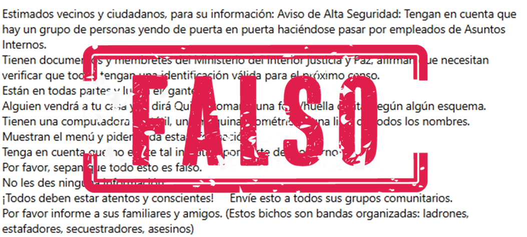 Cadena falsa de MinInterior