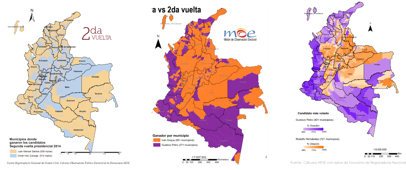Comparación de mapas de segunda vuelta